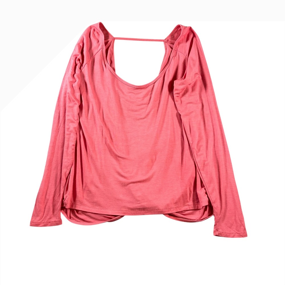 Zyia Active NWT Light Brick Namaste Long Sleeve T Pink Open Back Size Small